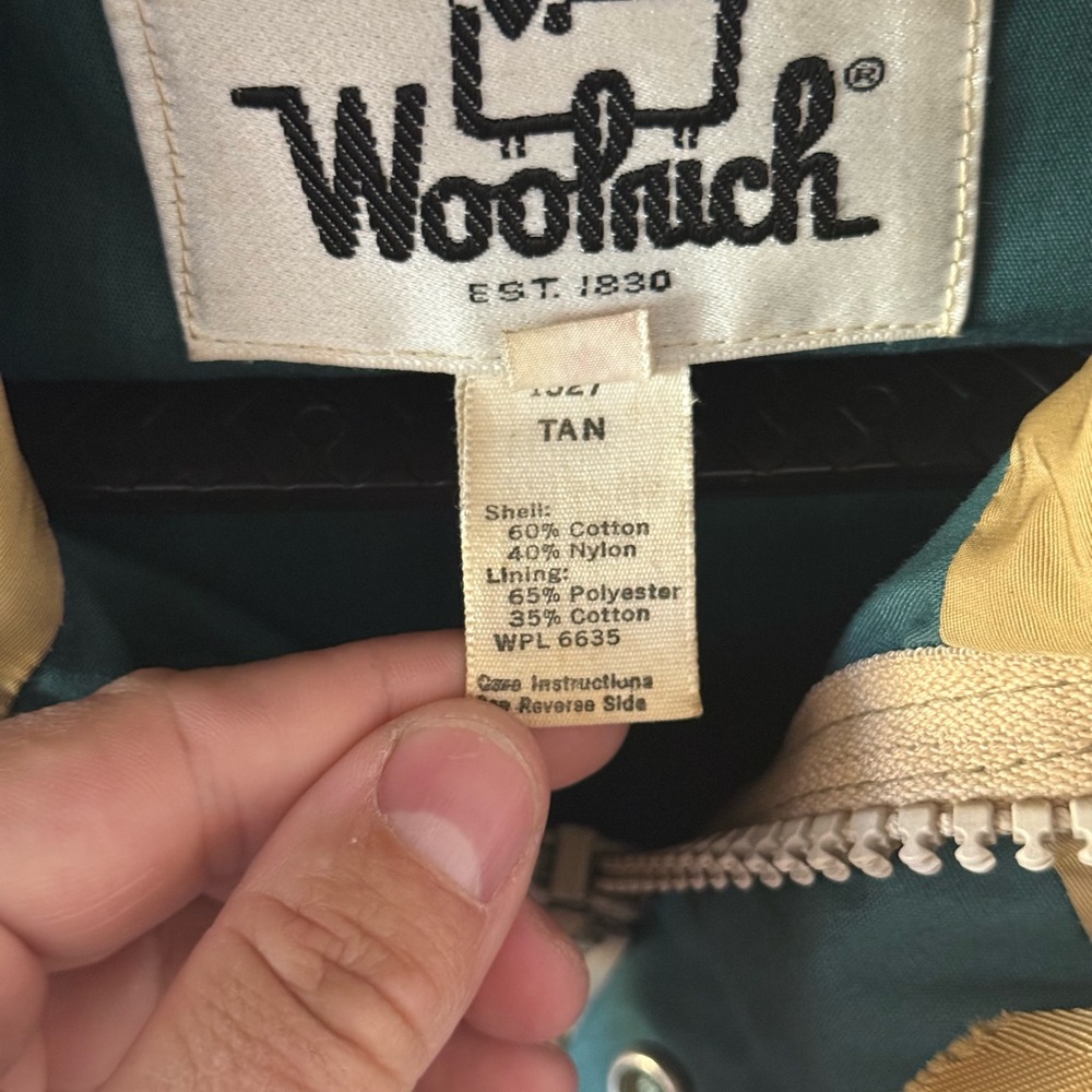 Woolrich Tan and Green Hooded Jacket